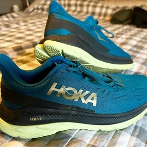 Hoka Teal and Lime Athletic Shoes